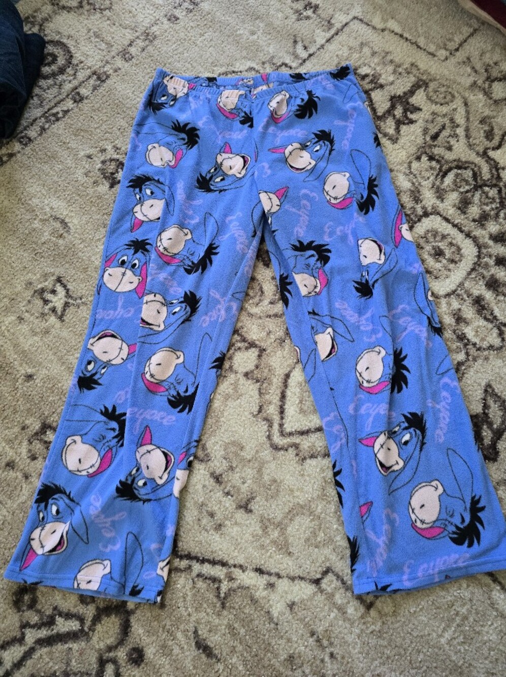 Disney Eeyore Blue and Pink Fleece Pajama Bottoms